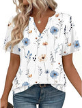 Womens Tops Short Sleeve V Neck Tee Shirts Cute Dressy Casual Clothing Business Work Blouse